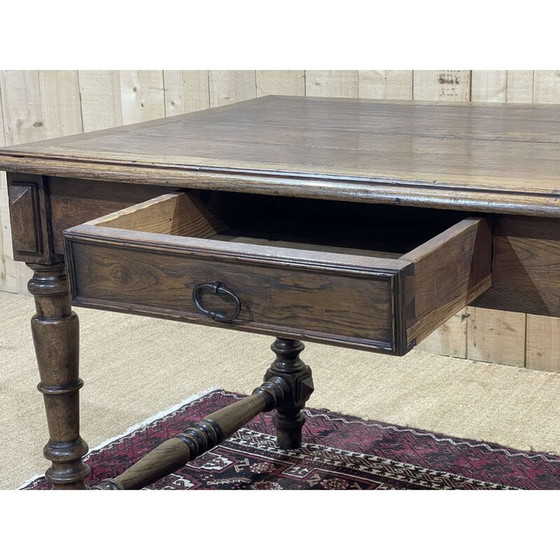 Image 1 of Vintage oak desk table with 1 drawer, 1930