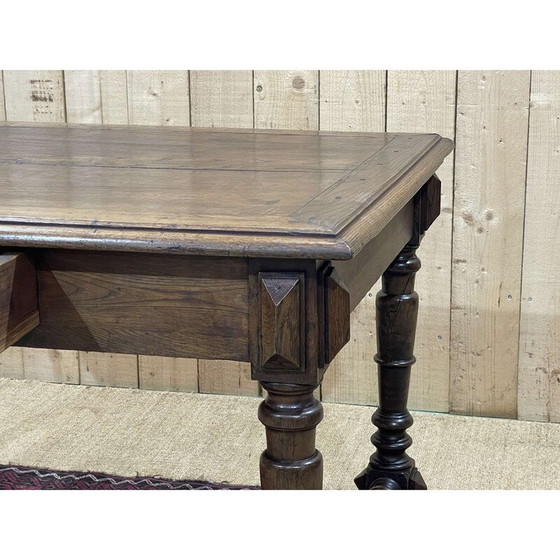 Image 1 of Vintage oak desk table with 1 drawer, 1930