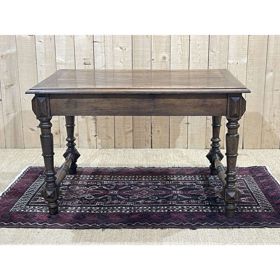 Image 1 of Vintage oak desk table with 1 drawer, 1930