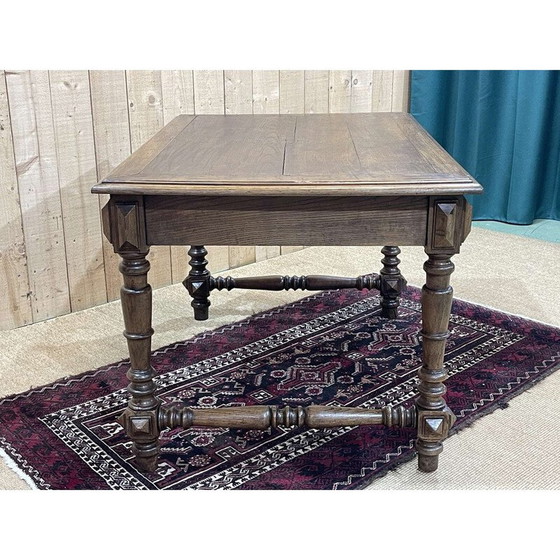Image 1 of Vintage oak desk table with 1 drawer, 1930