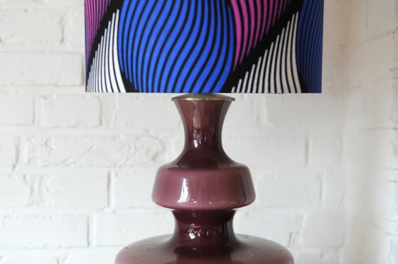 Image 1 of The Rupel purple mouth-blown glass table lamp with new handmade lampshade