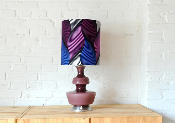 Image 1 of The Rupel purple mouth-blown glass table lamp with new handmade lampshade