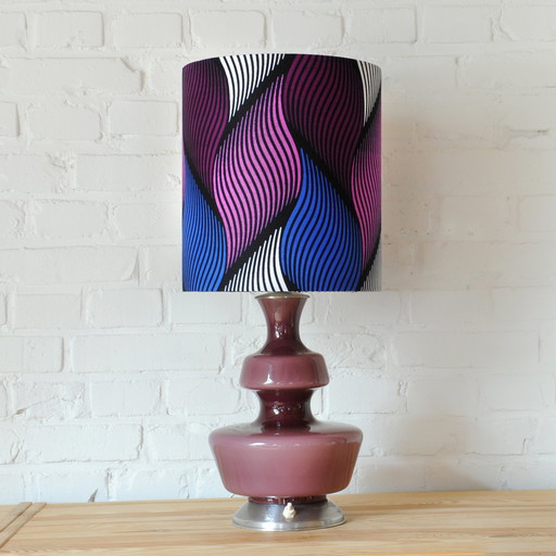 The Rupel purple mouth-blown glass table lamp with new handmade lampshade