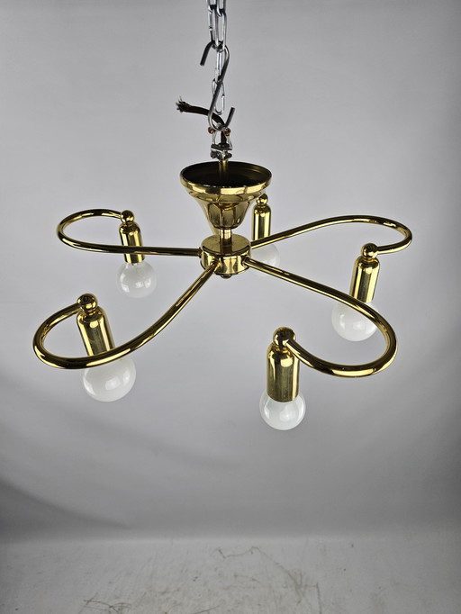 Ceiling lamp in brass with 5 arms