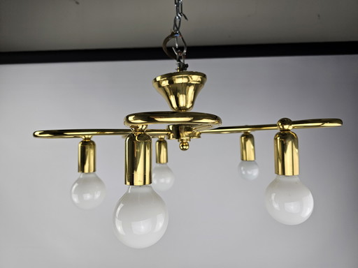 Ceiling lamp in brass with 5 arms