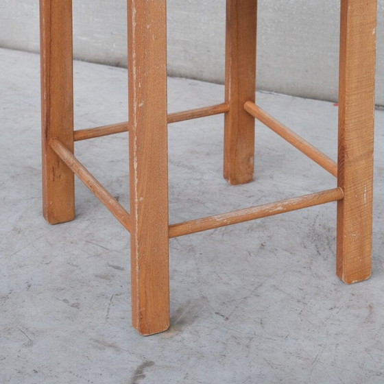 Image 1 of Set of 4 mid-century French wooden bar stools, 1960s