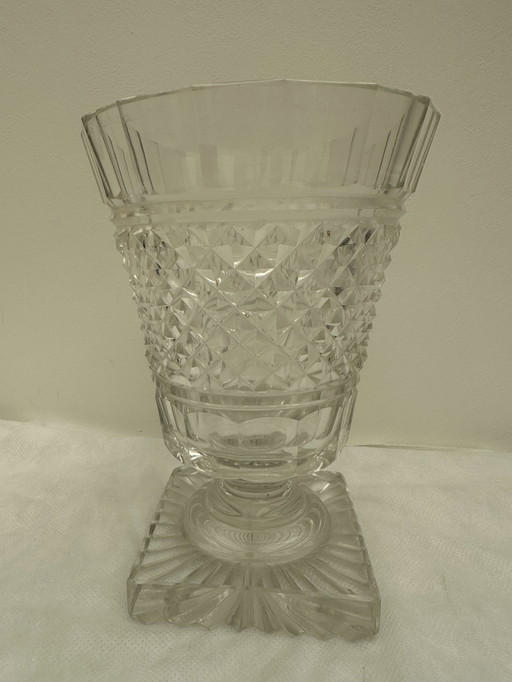 Crystal vase attributed to Baccarat Diamond cut