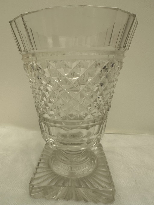 Crystal vase attributed to Baccarat Diamond cut