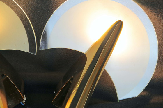 Image 1 of Taller Uno Metalarte de Joan Auger, Gran Pareja de Apliques de Metal Dorado y Cristal 