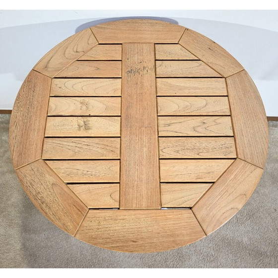 Image 1 of Pair of vintage bistro tables in ash and cast aluminum by Roland Vlaemynck