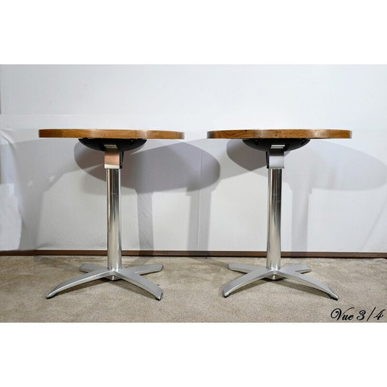 Image 1 of Pair of vintage bistro tables in ash and cast aluminum by Roland Vlaemynck
