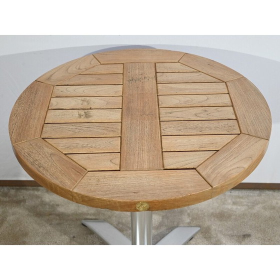 Image 1 of Pair of vintage bistro tables in ash and cast aluminum by Roland Vlaemynck