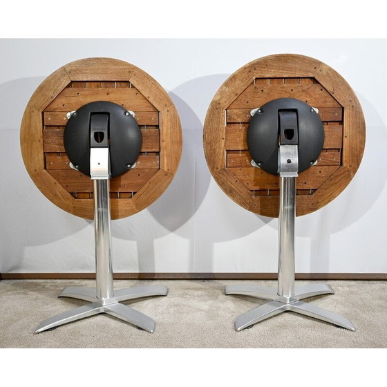 Image 1 of Pair of vintage bistro tables in ash and cast aluminum by Roland Vlaemynck