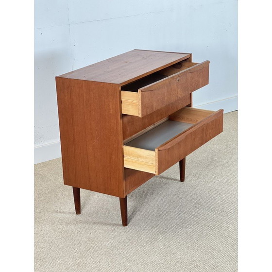 Image 1 of Vintage teak veneer chest of drawers by Johannes Larsen, Denmark 1960