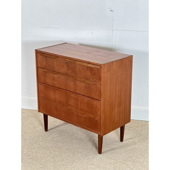 Image 1 of Vintage teak veneer chest of drawers by Johannes Larsen, Denmark 1960