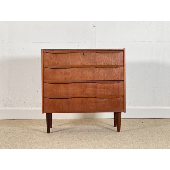 Image 1 of Vintage teak veneer chest of drawers by Johannes Larsen, Denmark 1960
