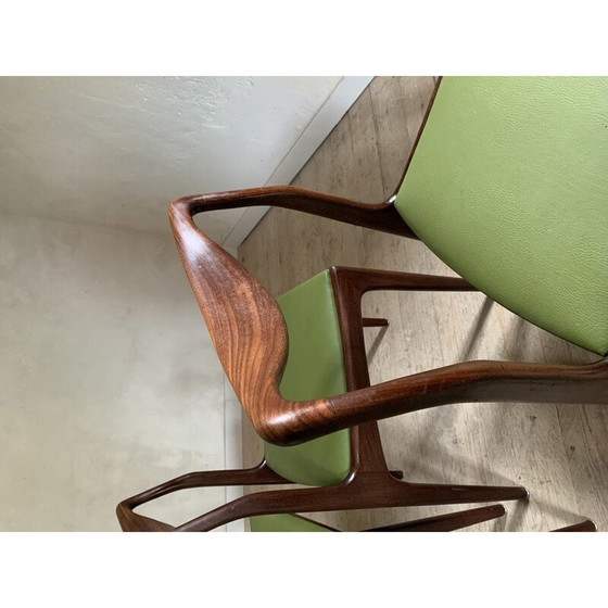 Image 1 of Set of 4 vintage green faux leather chairs
