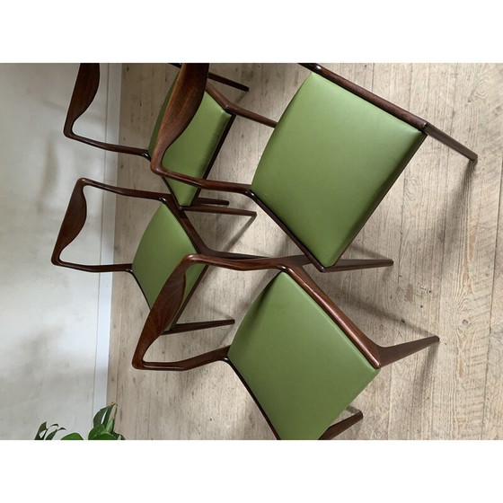 Image 1 of Set of 4 vintage green faux leather chairs