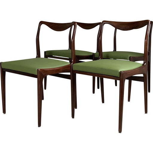 Set of 4 vintage green faux leather chairs