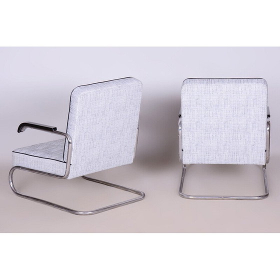 Image 1 of Pair of vintage Bauhaus armchairs in chrome-plated steel tube and wood for Mücke-Melder, Czechoslovakia 1930