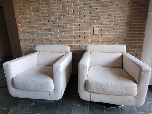 2x Natuzzi Swivel Club Arm Chair