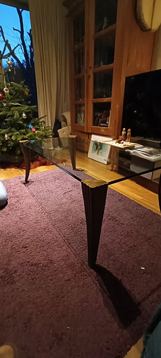 Image 1 of Glass Coffee Table with Bronze Legs