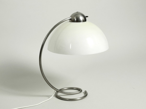 Image 1 of Large Mid Century Metal Table Lamp With Plastic Shade By Schanzenbach Germany