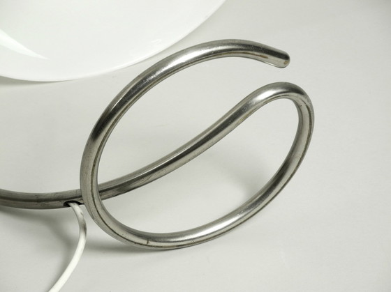 Image 1 of Large Mid Century Metal Table Lamp With Plastic Shade By Schanzenbach Germany