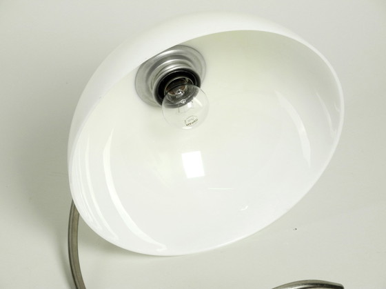 Image 1 of Large Mid Century Metal Table Lamp With Plastic Shade By Schanzenbach Germany