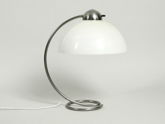 Image 1 of Large Mid Century Metal Table Lamp With Plastic Shade By Schanzenbach Germany