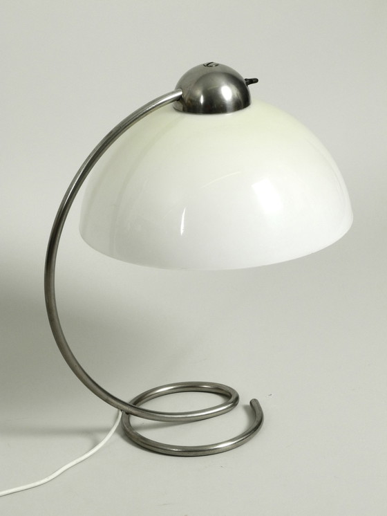 Image 1 of Large Mid Century Metal Table Lamp With Plastic Shade By Schanzenbach Germany