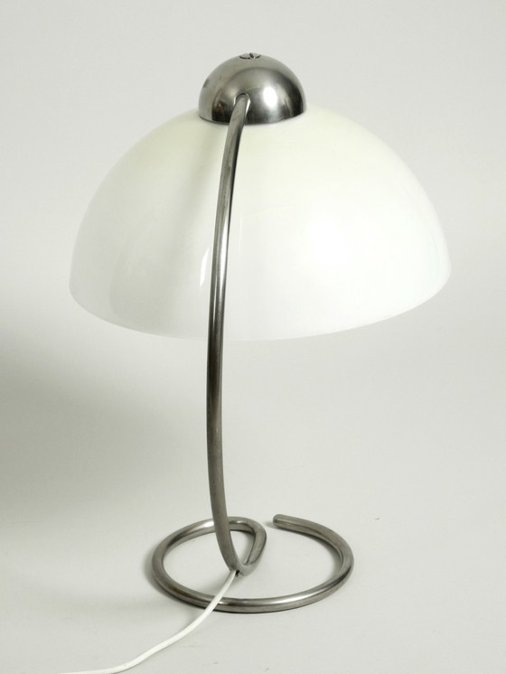 Image 1 of Large Mid Century Metal Table Lamp With Plastic Shade By Schanzenbach Germany