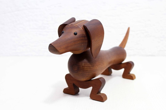 Image 1 of Solid teak dachshund by Kay Bojesen. First edition from 1950