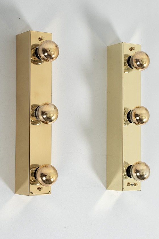 Image 1 of Set di 2 lampade a specchio in ottone