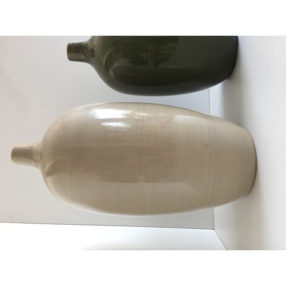 Image 1 of Coppia di vasi decorativi in ceramica d'epoca di forma ovoidale