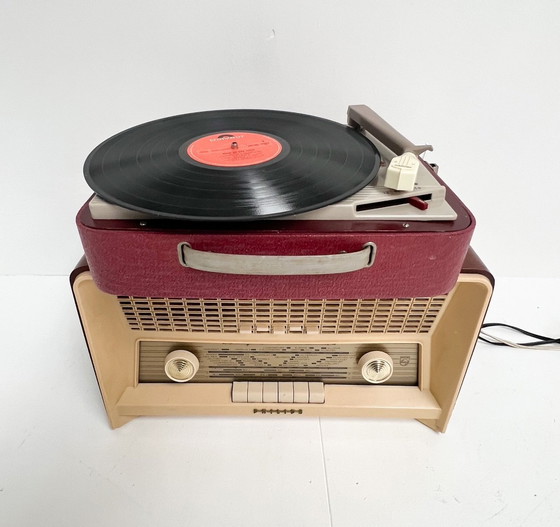 Image 1 of Refurbished Vintage Philips Gramophone Player And Tube Radio, 1960'S