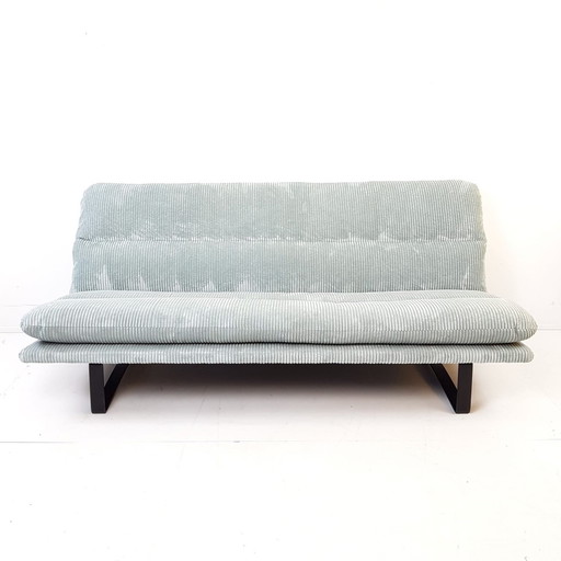Vintage Artifort Kho Liang Sofa | New Upholstered Light Blue Rib