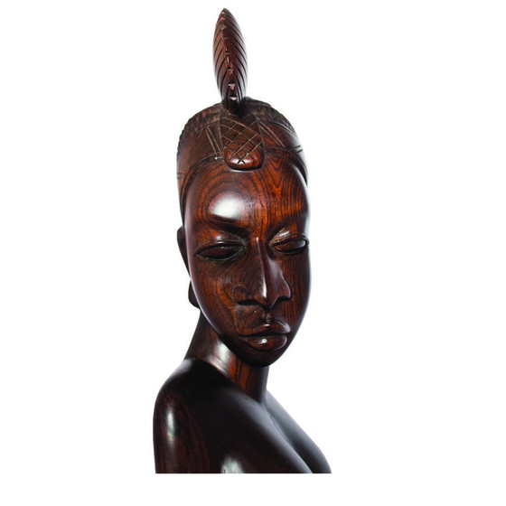 Image 1 of Exquisita escultura de ébano tallada de una joven fulani, Guinea, década de 1960
