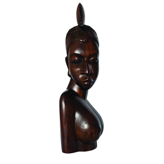 Image 1 of Exquisita escultura de ébano tallada de una joven fulani, Guinea, década de 1960