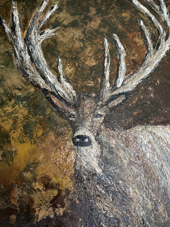 Image 1 of Deer, Oil On Linen In Classic Frame