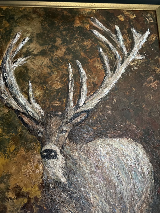 Image 1 of Deer, Oil On Linen In Classic Frame