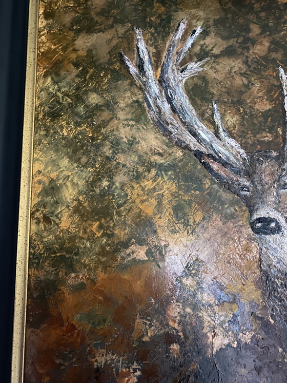 Image 1 of Deer, Oil On Linen In Classic Frame