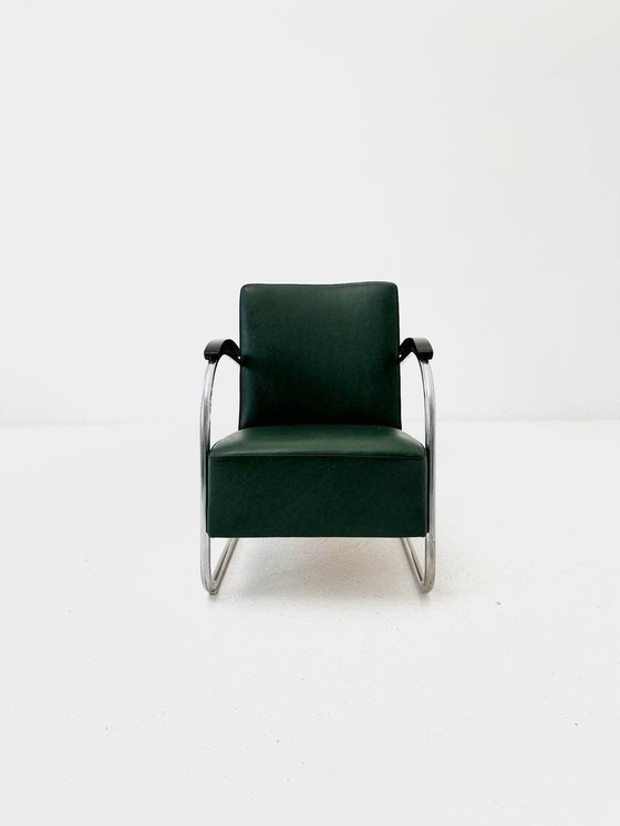 Image 1 of Bauhaus armchair made of chrome & leather by Mücke & Melder, 1930s