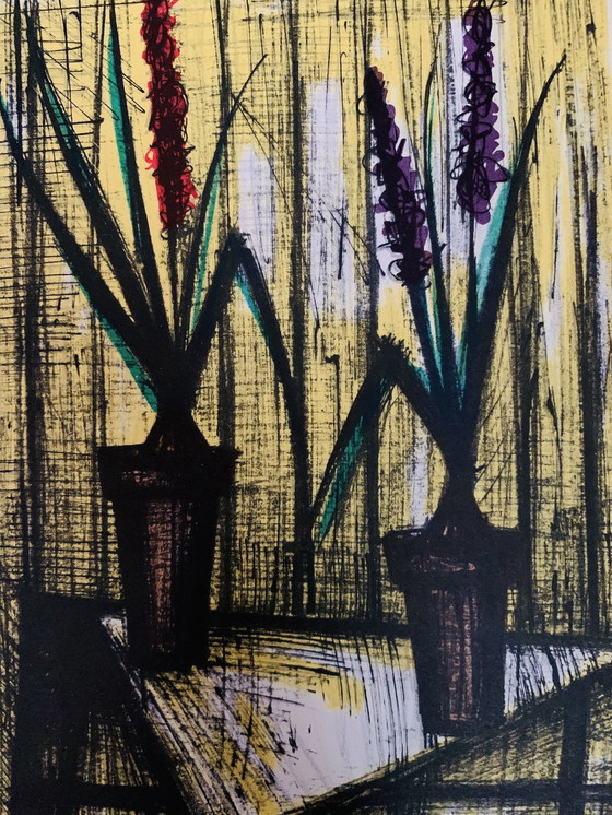 Image 1 of Bernard Buffet, "Fleurs 1967" Opening Promotion! Color Lithography.