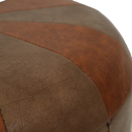 Image 1 of Round Wooden Pouf Bicolor Skai