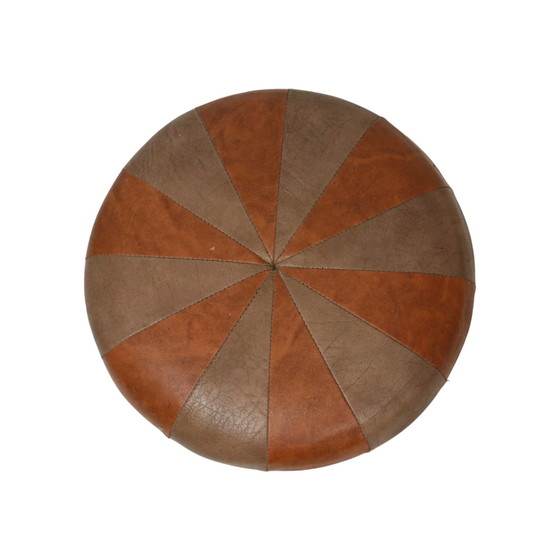 Image 1 of Round Wooden Pouf Bicolor Skai