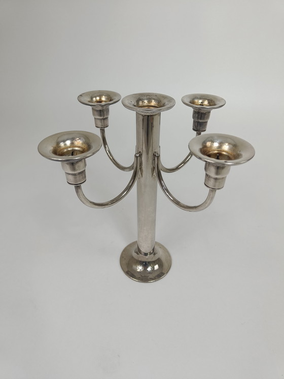 Image 1 of Elegant silver plated Art Deco candlestick.