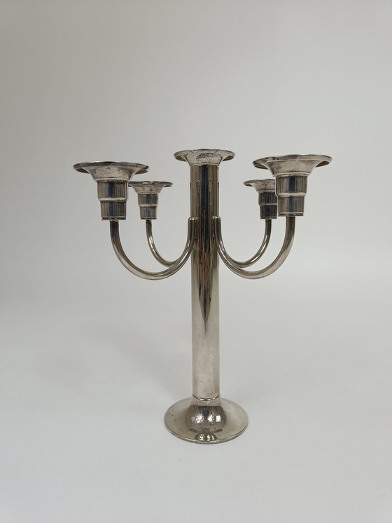 Image 1 of Elegant silver plated Art Deco candlestick.