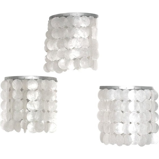 Set of 3 vintage wall lamps shell by j. Luber, 1970