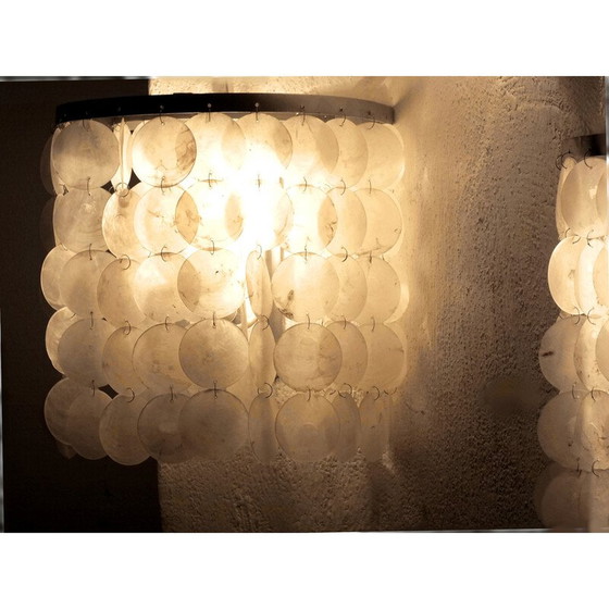 Image 1 of Set of 3 vintage wall lamps shell by j. Luber, 1970